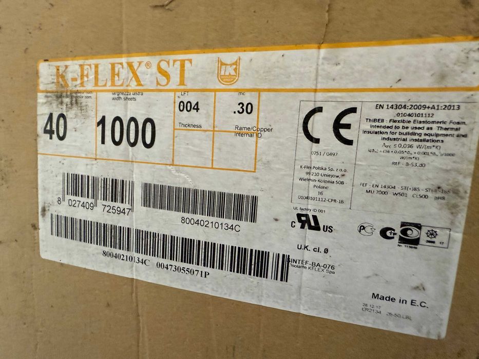 Izolacyjna mata kauczukowa, pianka wygłuszająca bez kleju 40mm (4m²)