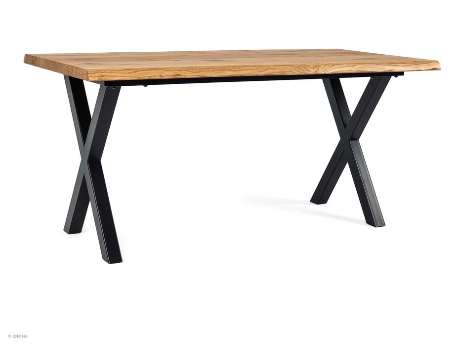 Stół dębowy LOFT z nogami X + dostawki | 200×90 + 2×50 cm