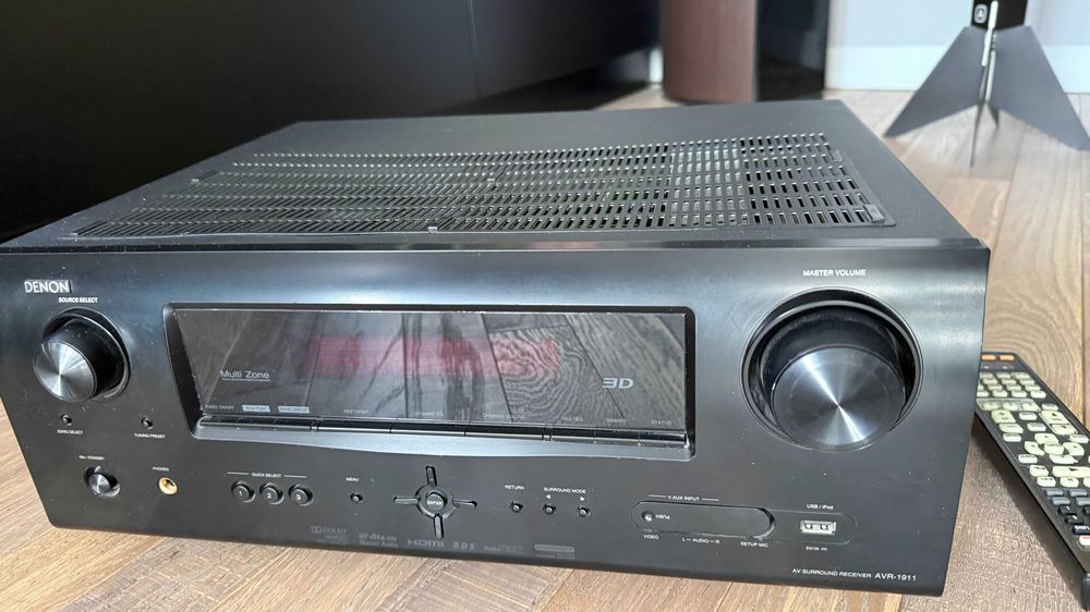 Amplituner Denon AVR 1911 7.1 z pilotem, mikrofonem Audyssey, oryginalnym kablem zasilającym, w pełni sprawny