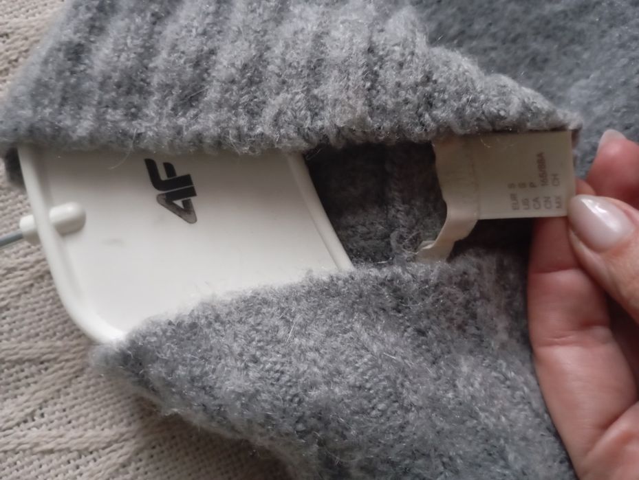 H&M S-M szary owersizowy pudełkowy sweter z wełną i alpaką