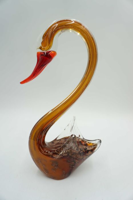 SZKŁO styl murano figurka piękny łabędz