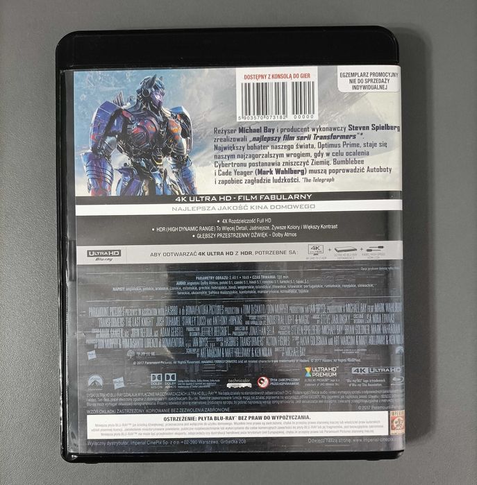 Transformers Ostatni Rycerz blu-ray 4K dźwięk pl