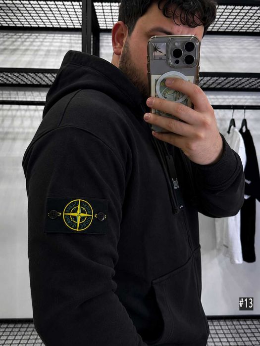 Чорна Олімпійка Stone Island / Черное Зип Худи Стон Айленд / XS S M L XL