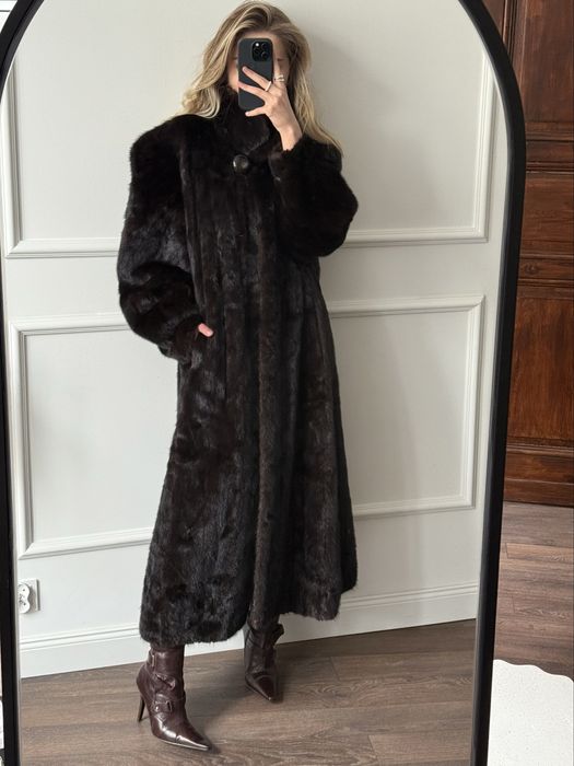 Płaszcz futro Saga Mink norki brązowe L