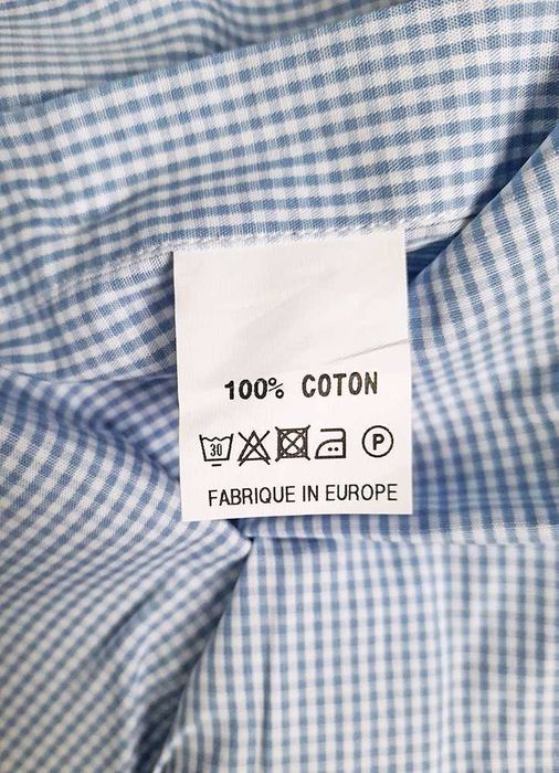 Camisa Manga Comprida Quadrados Xadrez Azul Branco Homem M Nova