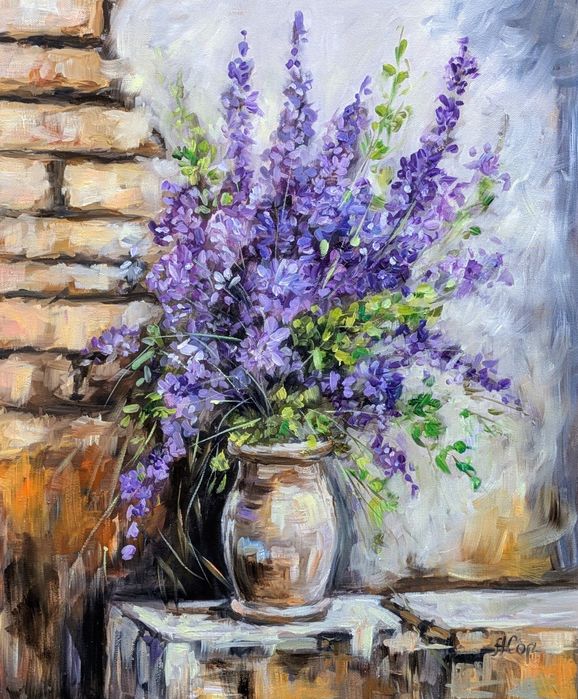 Quadro pintado a óleo, 60x50 cm
