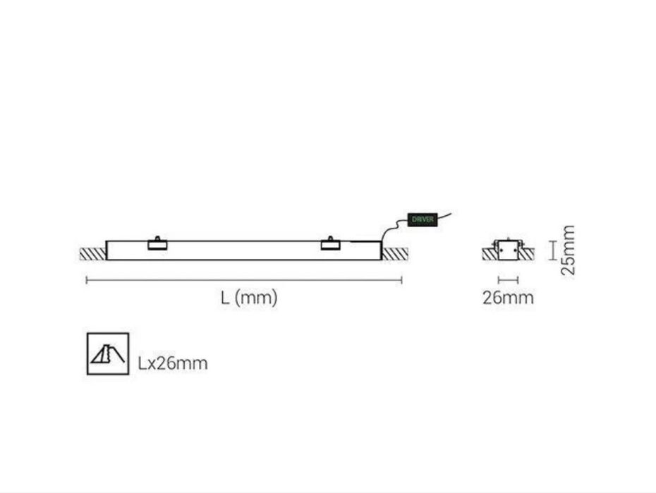 Linha Linear LED de encastrar LHe 26 trimless white 152cm Novo