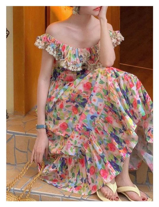 Платье миди в французком стиле в цветочный принт number nine july