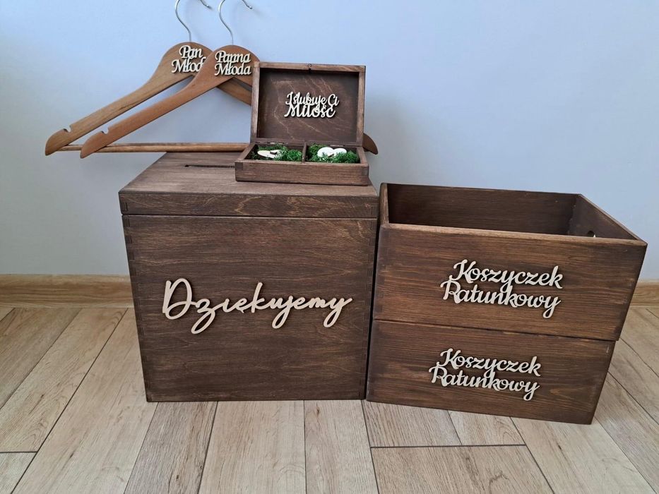 Rustykalne drewniane koszyczki ratunkowe wieszaki Duże pudełko na kope