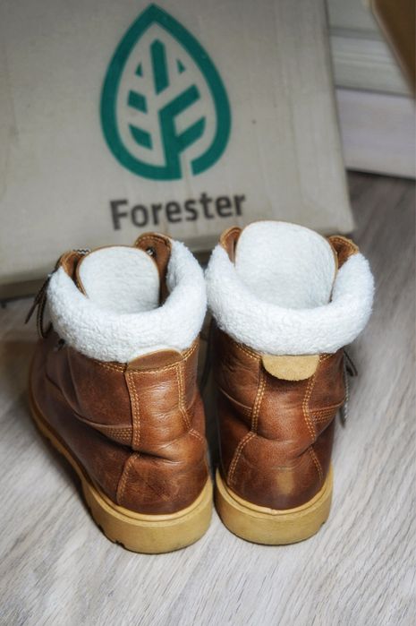 Ботинки з натуральної шкіри хутро мех коричневі хайкери берці Forester