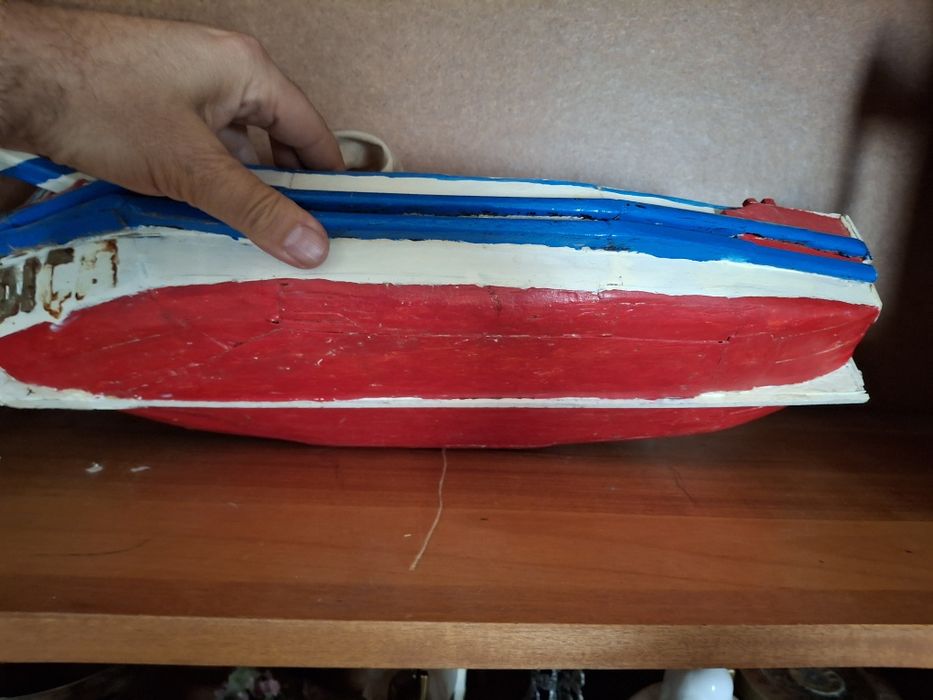 Grande barco artesanal em madeira cerca 47 cms