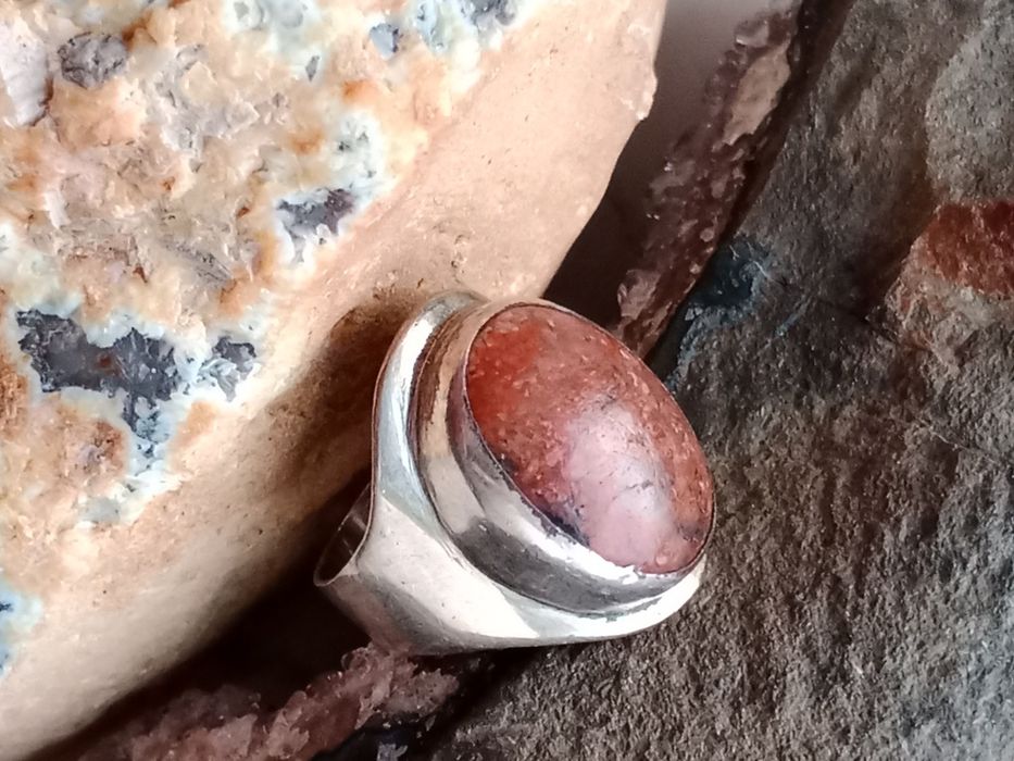 Antyk Stary sygnet z kamieniem duży pierścionek srebrny 800 ?Szwecja