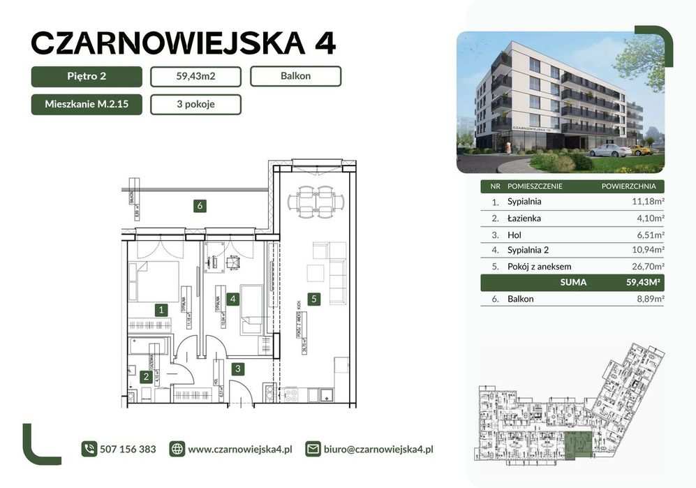 Czarnowiejska 4 | mieszkanie 3-pok. | M.2.15