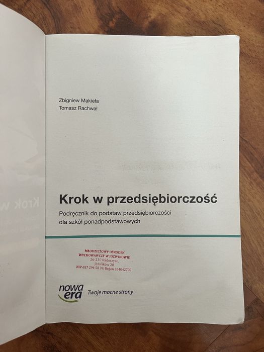 Podręcznik Krok w Przetsiębiorczość klasa 1 wyd. NOWA ERA