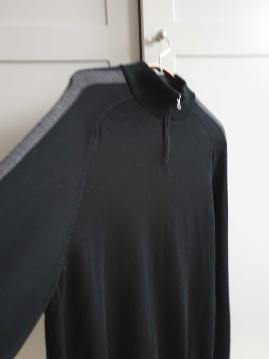 Czarny sweter wełniany męski golf półgolf M&S XL 100% wełna merino