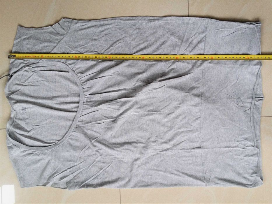 bluzka szara oversize top melanż xl koszulka basic bez rękaw dekolt łó
