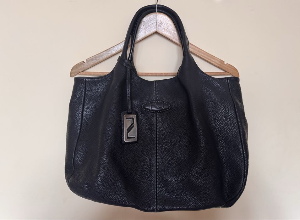 Велика обʼємна шкіряна сумка шопер