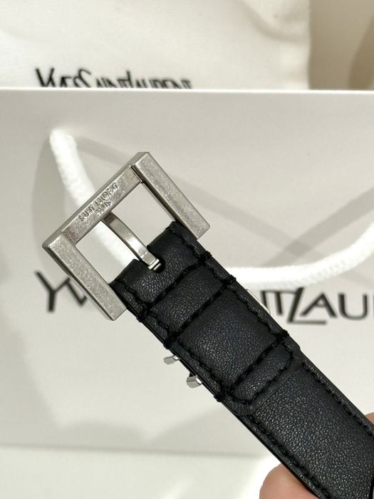 Шкіряний ремінь YSL Saint Laurent Ів Сен Лоран Ив Сен Лоран чорний