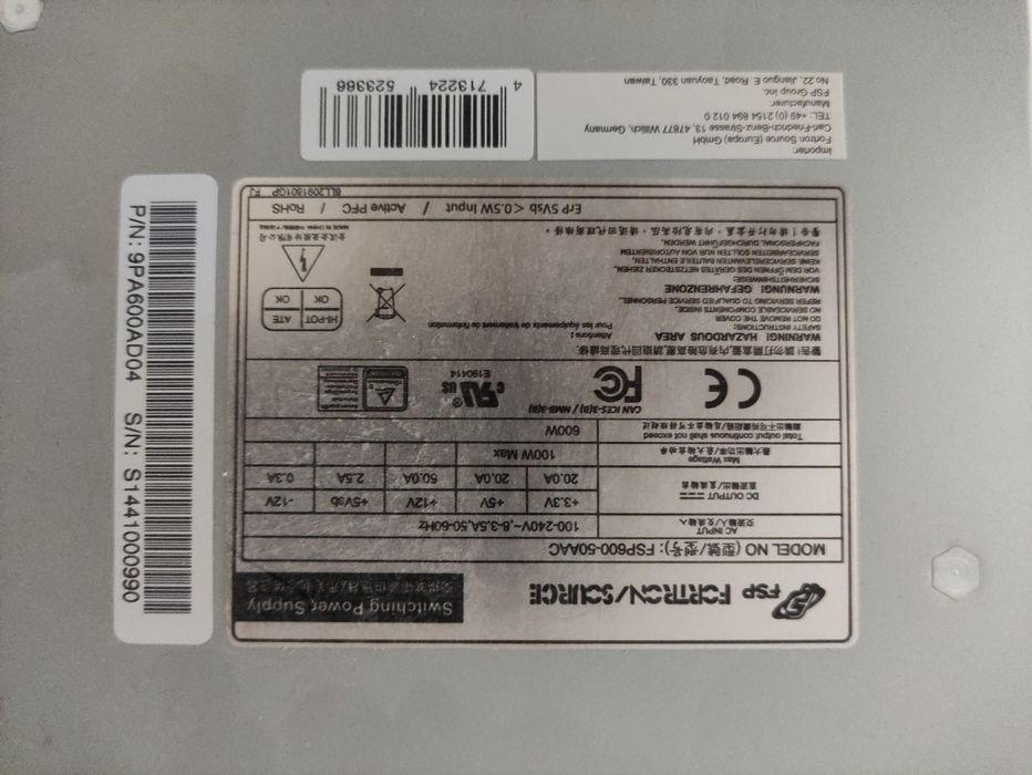 Fonte de alimentação FSP (Fortron Source) 600 50 AAC