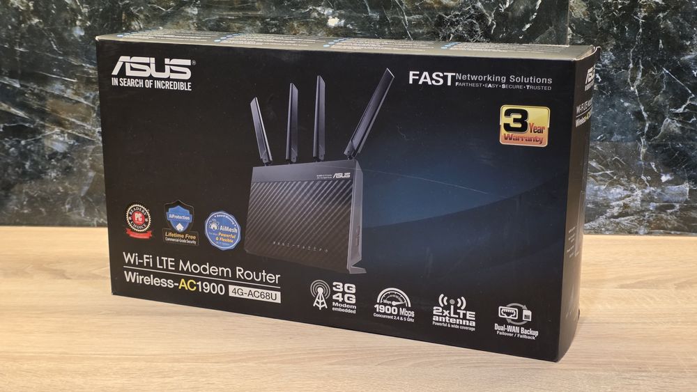 Szybki router Asus 4G-AC68U, LTE, WAN, idealny, komplet