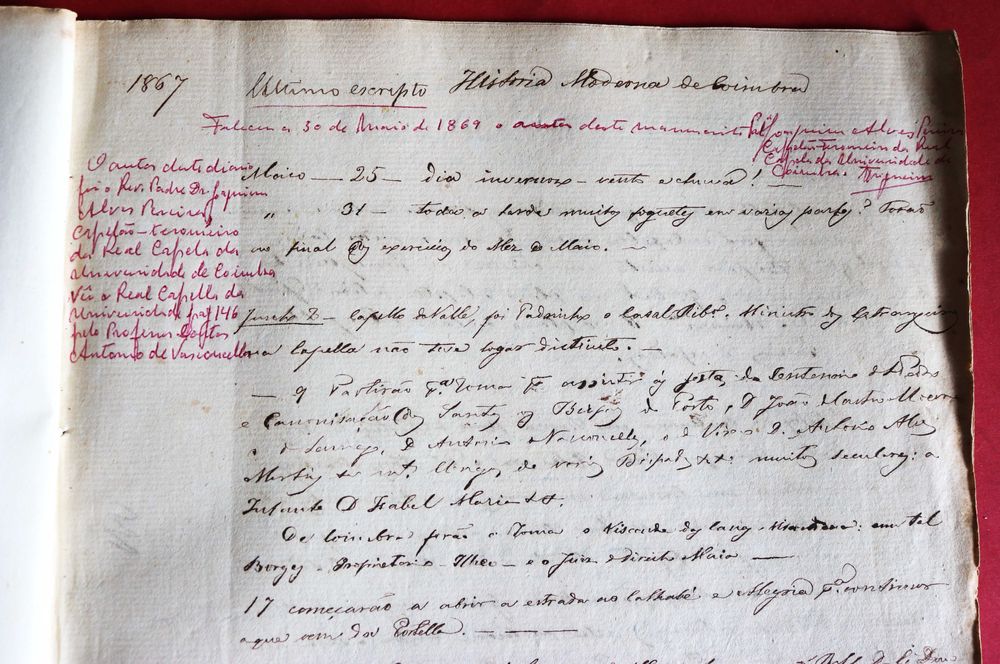 Coimbra 1867 e 68 e 69 notas para a história da cidade, manuscrito (Reserva NBA)