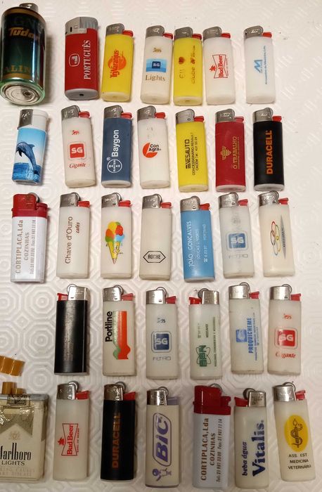 Isqueiros de coleção, marcas e outros, 65 un, lote todo por 5€