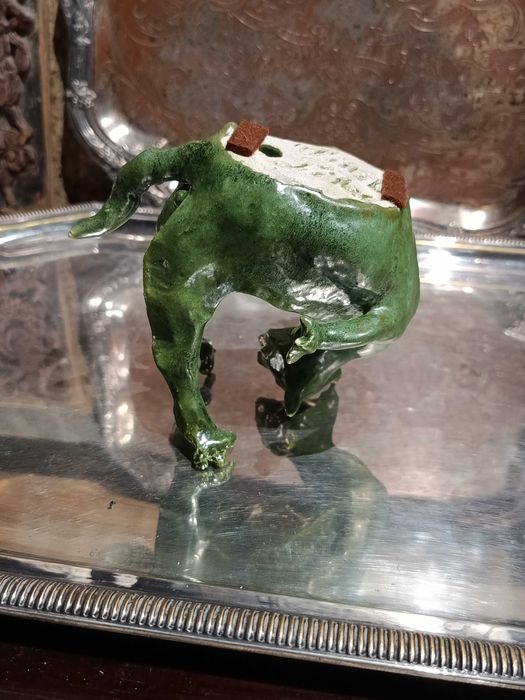 Escultura Gato Feliz Caldas da Rainha Assinada Vitor Pires 12 cm