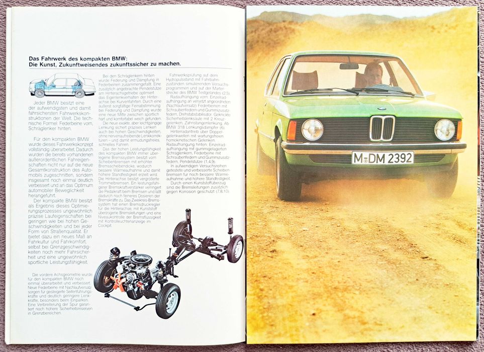 BMW 3 E21 - 1975 ( 316, 318, 320, 320i ) prospekt 51 lat ! 32 strony, stan BDB-