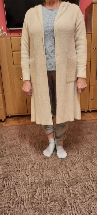 alpaka kardigan długi sweter roz.S/M