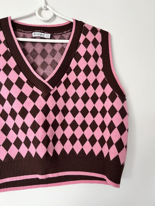 różowo-brązowa kamizelka swetrowa Stradivarius M 38