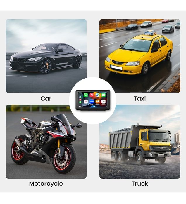 Rádio Universal Portátil Carplay e android auto 7 polegadas BT FM novo