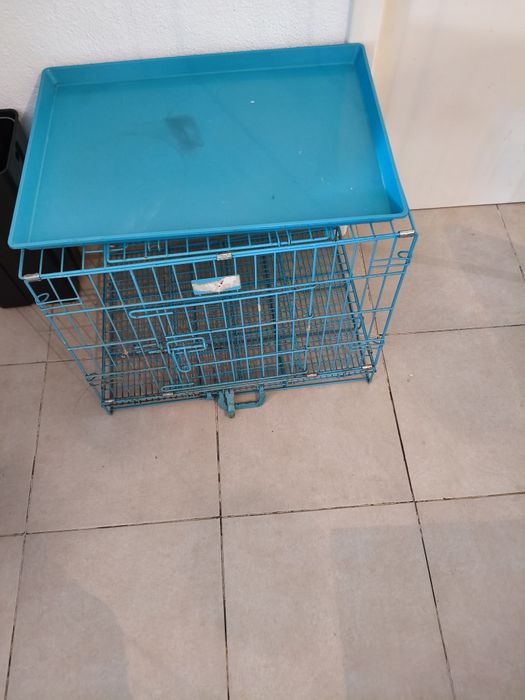 Caixa de transporte Metálica/Jaula Dobrável para cão (Azul)