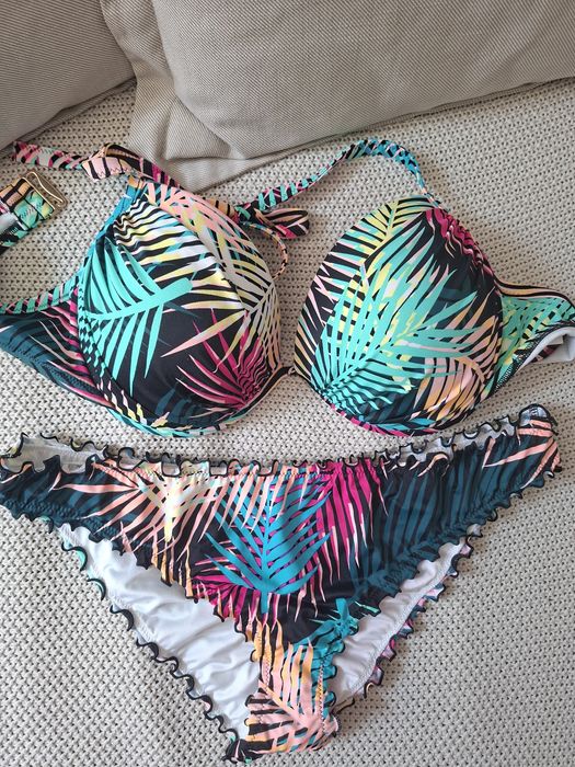 Shade&shore śliczny strój kąpielowy dwuczęściowy żywe kolorki 38 d
