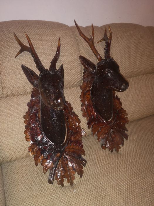 Głowa jelonka ręcznie rzeźbiona, głowa, jeleń, rzeźba, antyk