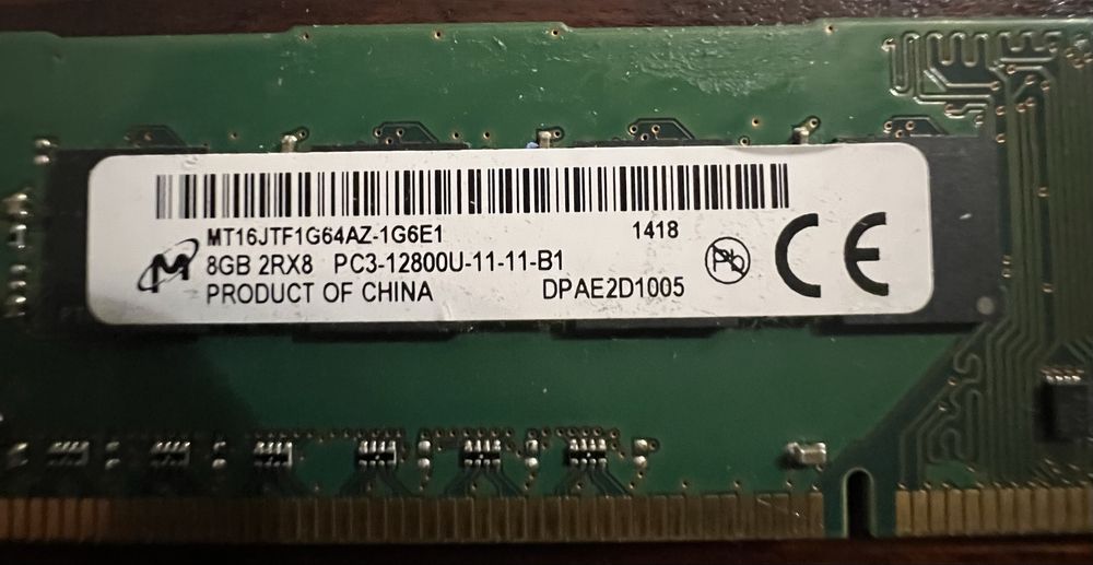 Pamięć RAM Micron 8GB DDR3 1600MHz DIMM (do PC)