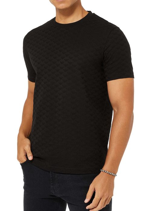 EMPORIO ARMANI luksusowy męski t-shirt BLACK ALL OVER