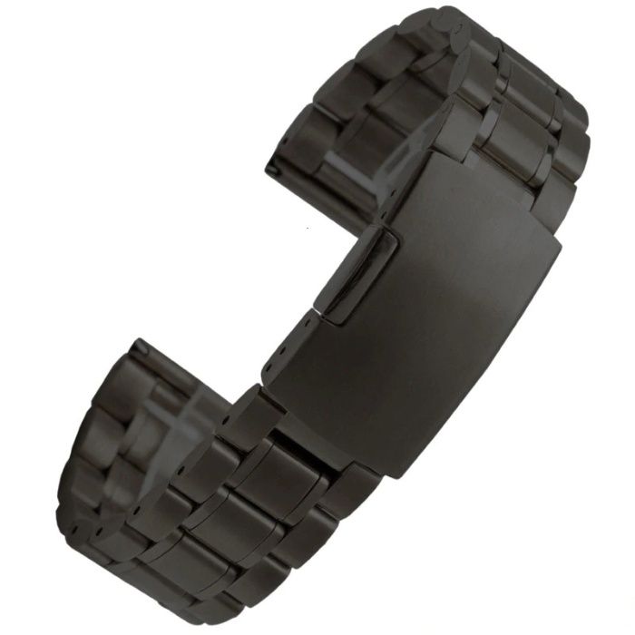 Bransoleta do zegarka pełne ogniwa 20, 22mm srebrna lub czarna
