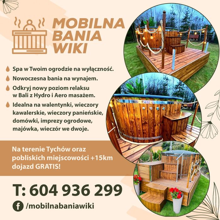 Mobilne spa, Jacuzzi, Bania, Ruska Bania, Balia, "NA WYNAJEM"