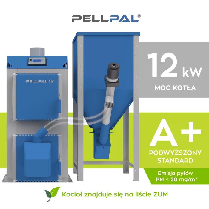 Kocioł Pellpal 12 kW 5 klasa ecodesign Pellet do 150 m2