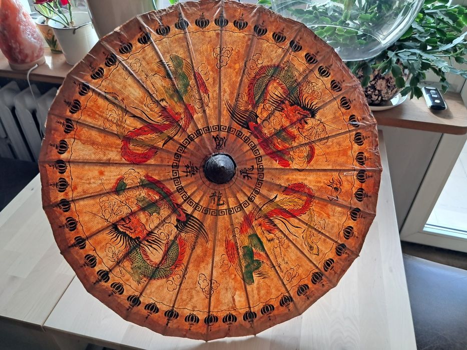 Parasol parasolka chińska japońska stara ręcznie robiona drewniana