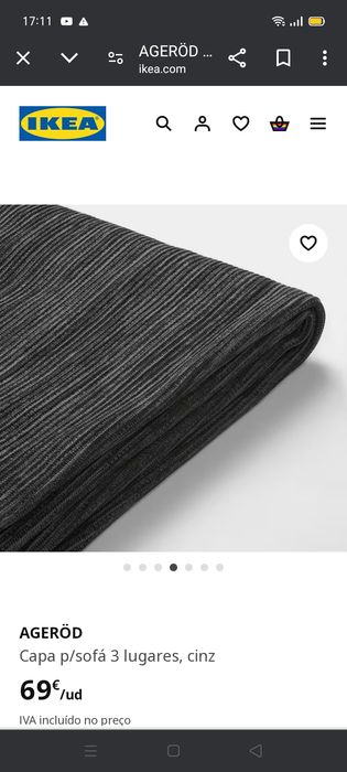 Capa p/sofá AGEROD, IKEA. NOVA