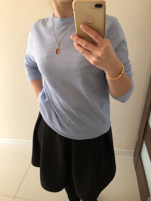 55. r.S/M Nowy niebieski wełniany sweter Paul Costelloe. Wełna