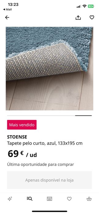 Tapete IKEA Stoense azul 133x195 cm. Embalagem por abrir.