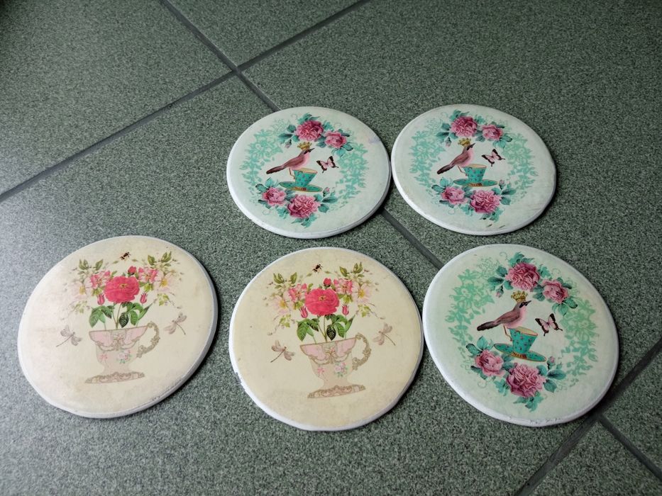 Красивые подставки под стаканы птицы и цветы