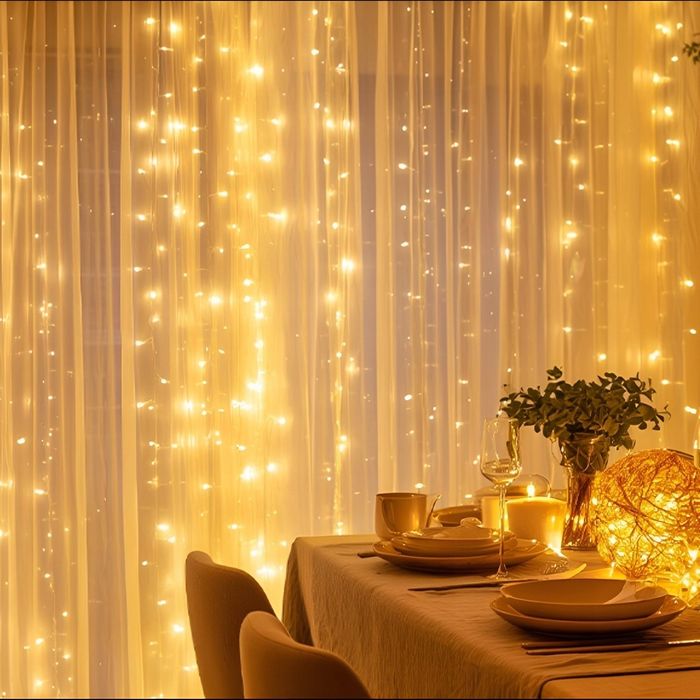 KURTYNA świetlna 300 LED 3x3m pilot 8 trybów