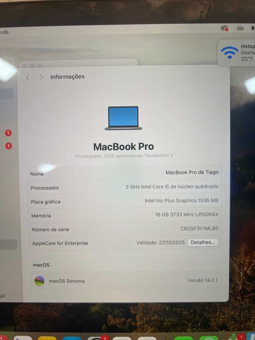 MacBook Pro 13" (2020, 4 portas Thunderbolt 3) C/ Garantia
