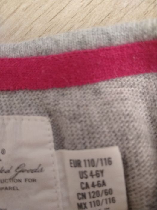 Szary sweterek H&M różowa sowa Connecticut 110/116
