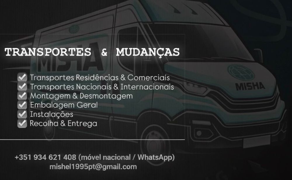 Mudanças- Transportes- Aluguel da carrinha com motorista.