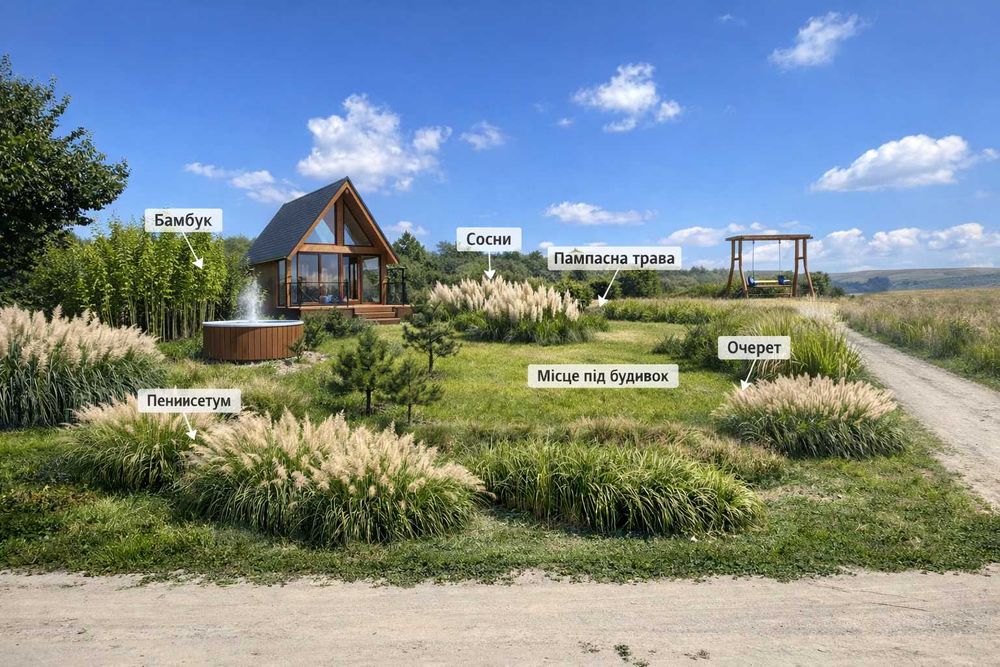 10 хв до міста, місце під два Еко будиночки вихідного дня.