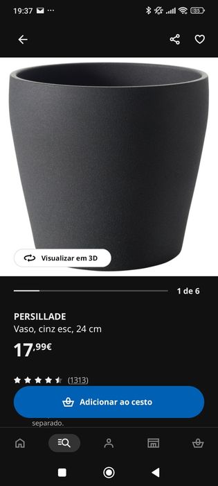 Vaso IKEA 24 cm  cinzento